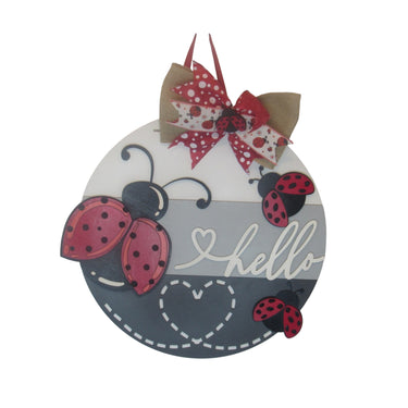 Ladybug Decor - Door Hanger Welcome Sign